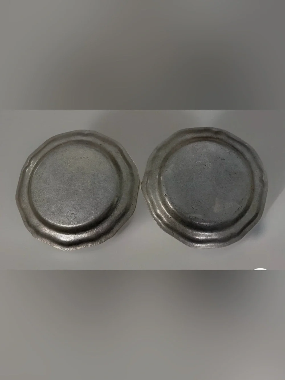 Vintage Pewter Look Tavern 2 Plates Wilton USA.